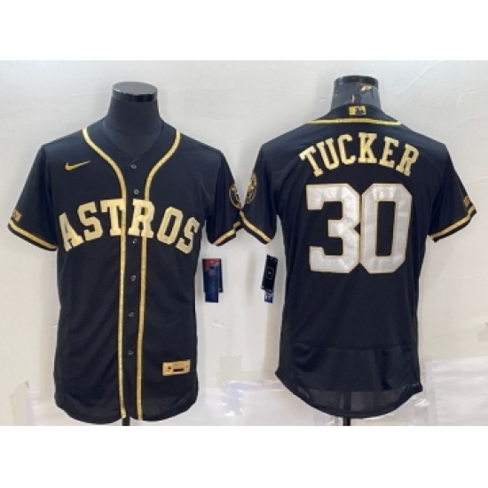 Men's Houston Astros #30 Kyle Tucker Black Gold Flex Base Stitched Jersey - Ujersey