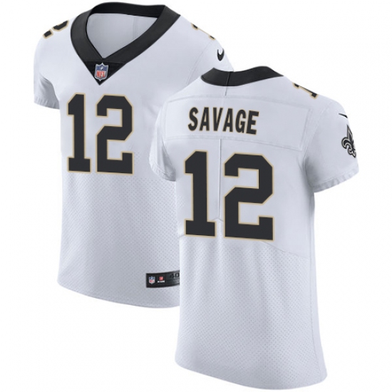 Men's Nike New Orleans Saints #12 Tom Savage White Vapor Untouchable Elite Player NFL Jersey - Ujersey