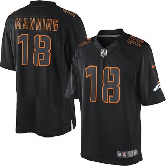 Men's Nike Denver Broncos #18 Peyton Manning Limited Black Impact NFL Jersey - Ujersey
