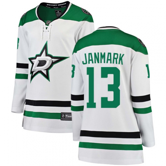 Women's Dallas Stars #13 Mattias Janmark Authentic White Away Fanatics Branded Breakaway NHL Jersey - Ujersey
