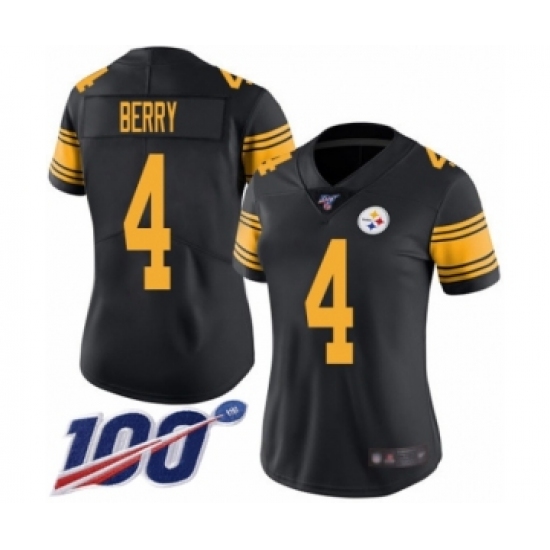 Women's Pittsburgh Steelers #4 Jordan Berry Limited Black Rush Vapor Untouchable 100th Season Football Jersey - Ujersey