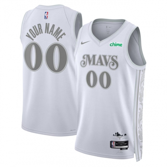 Men's Dallas Mavericks Active Player Custom White 2024-25 City Edition Stitched Basketball Jersey - Ujersey