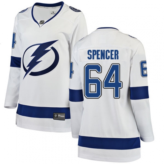 Women's Tampa Bay Lightning #64 Matthew Spencer Fanatics Branded White Away Breakaway NHL Jersey - Ujersey