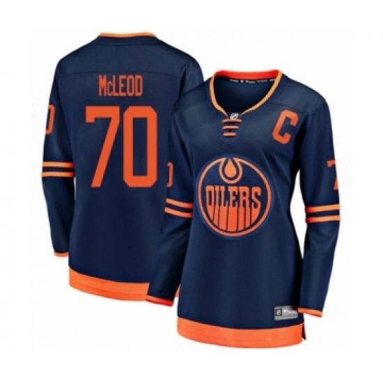 Women's Edmonton Oilers #70 Ryan McLeod Authentic Navy Blue Alternate Fanatics Branded Breakaway Hockey Jersey - Ujersey