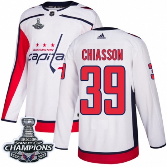Men's Adidas Washington Capitals #39 Alex Chiasson Authentic White Away 2018 Stanley Cup Final Champions NHL Jersey - Ujersey