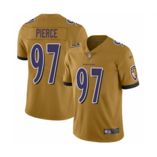 Women's Baltimore Ravens #97 Michael Pierce Limited Gold Inverted Legend Football Jersey - Ujersey
