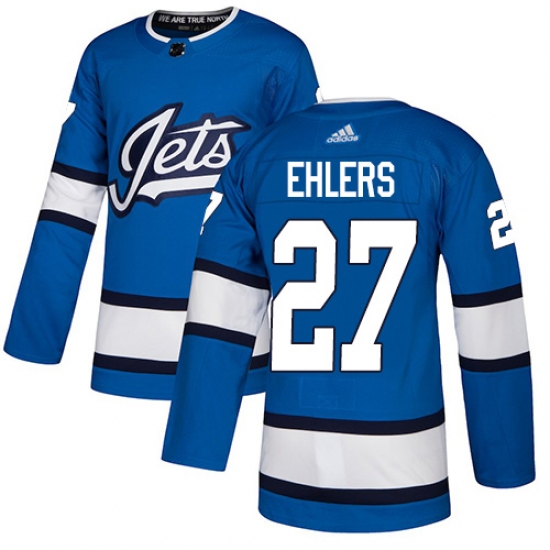 Men's Adidas Winnipeg Jets #27 Nikolaj Ehlers Authentic Blue Alternate NHL Jersey - Ujersey