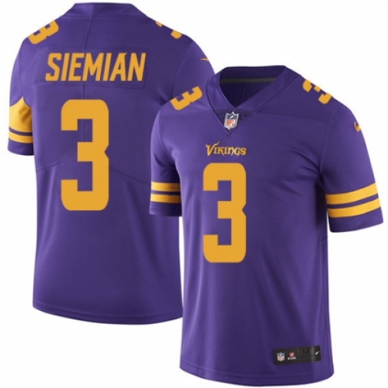 Youth Nike Minnesota Vikings #3 Trevor Siemian Limited Purple Rush Vapor Untouchable NFL Jersey