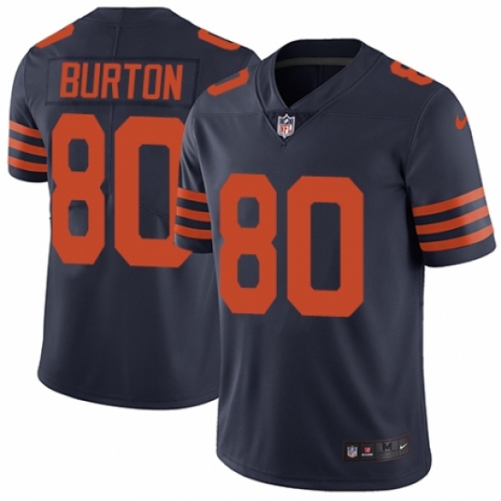 Men's Nike Chicago Bears #80 Trey Burton Navy Blue Alternate Vapor Untouchable Limited Player NFL Jersey - Ujersey