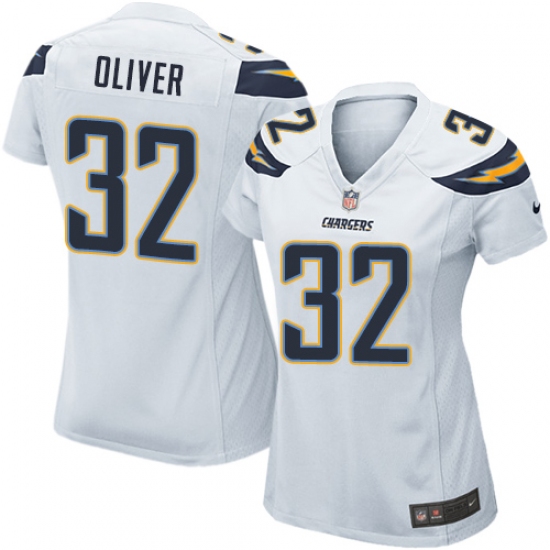Women's Nike Los Angeles Chargers #32 Branden Oliver Game White NFL Jersey - Ujersey