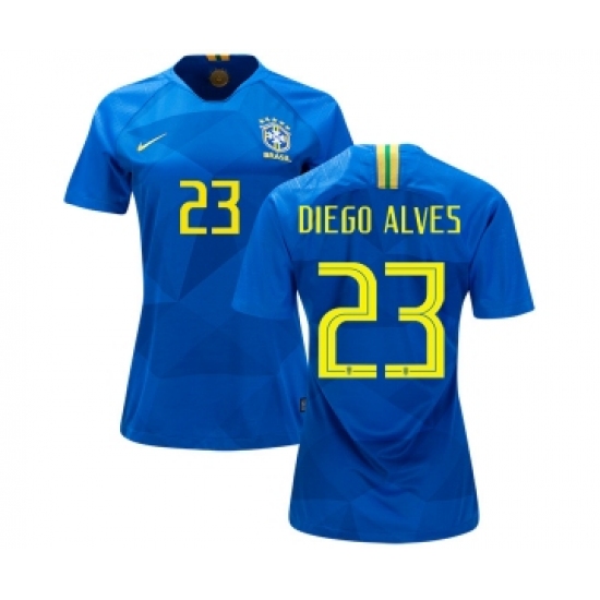 Women's Brazil #23 Diego Alves Away Soccer Country Jersey