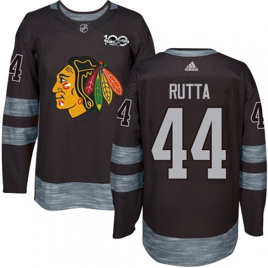 Men's Adidas Chicago Blackhawks #44 Jan Rutta Authentic Black 1917-2017 100th Anniversary NHL Jersey - Ujersey