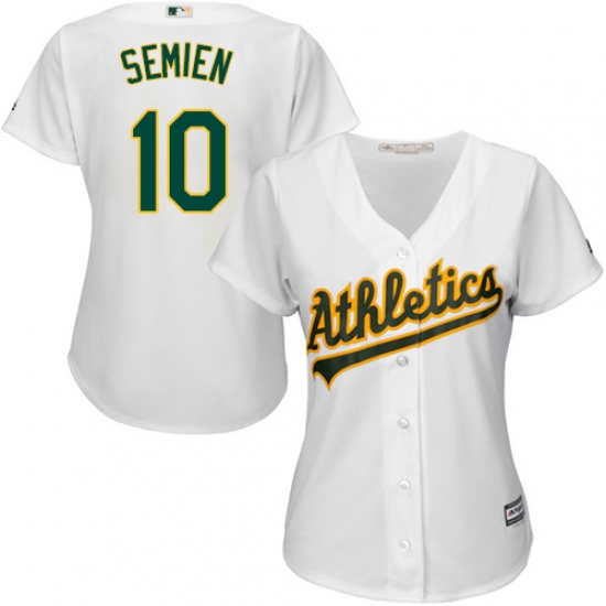 Women's Majestic Oakland Athletics #10 Marcus Semien Authentic White Home Cool Base MLB Jersey - Ujersey