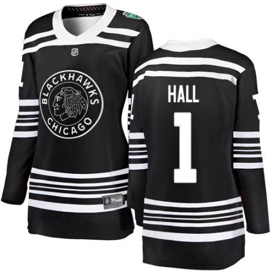 Women's Chicago Blackhawks #1 Glenn Hall Black 2019 Winter Classic Fanatics Branded Breakaway NHL Jersey - Ujersey