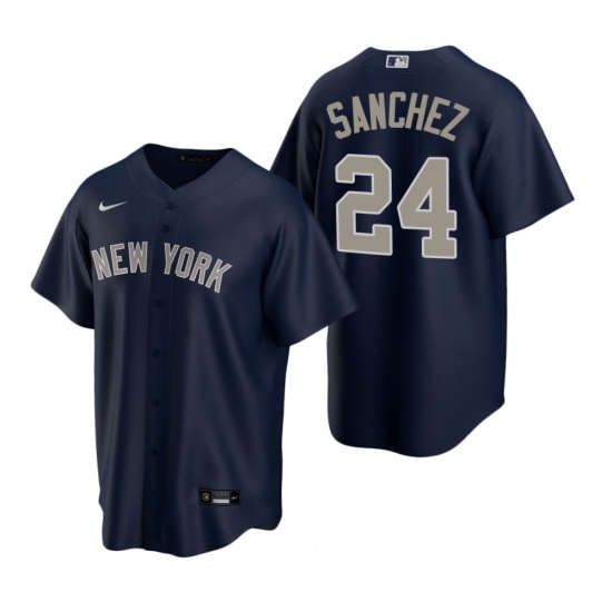 Men's Nike New York Yankees #24 Gary Sanchez Navy Alternate Stitched Baseball Jersey - Ujersey