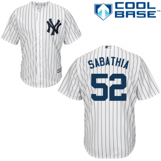 Men's Majestic New York Yankees #52 C.C. Sabathia Replica White Home MLB Jersey - Ujersey