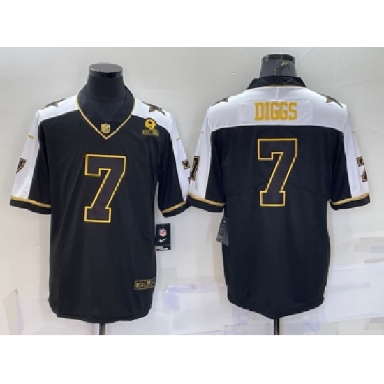 Men's Dallas Cowboys #7 Trevon Diggs Black Gold Thanksgiving With Stitched Jersey - Ujersey