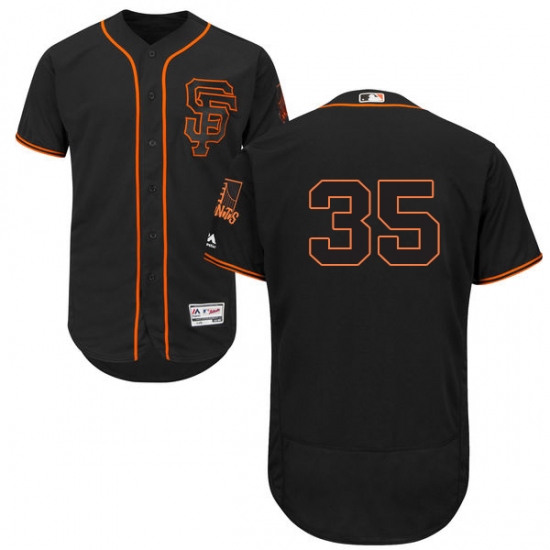 Men's Majestic San Francisco Giants #35 Brandon Crawford Black Alternate Flex Base Authentic Collection MLB Jersey - Ujersey
