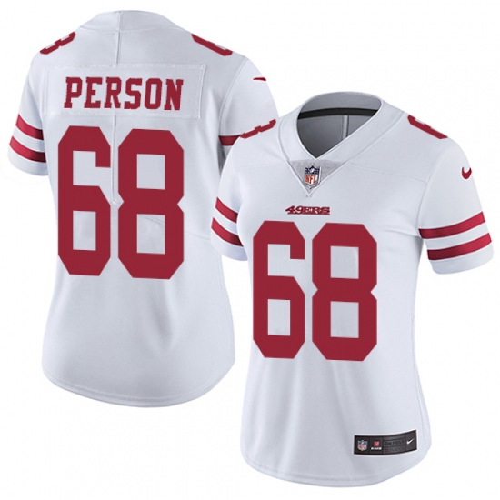 Women Nike San Francisco 49ers #68 Mike Person White Vapor Untouchable Elite Player NFL Jersey - Ujersey