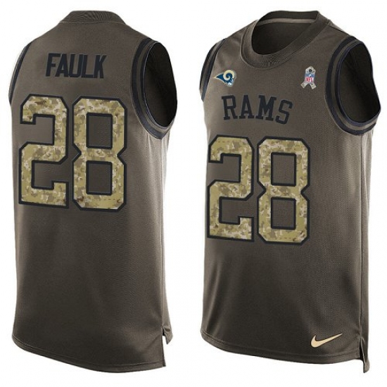 Men's Nike Los Angeles Rams #28 Marshall Faulk Limited Green Salute to Service Tank Top NFL Jersey - Ujersey