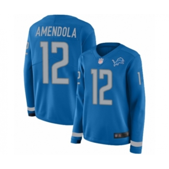 Women's Detroit Lions #12 Danny Amendola Limited Blue Therma Long Sleeve Football Jersey - Ujersey