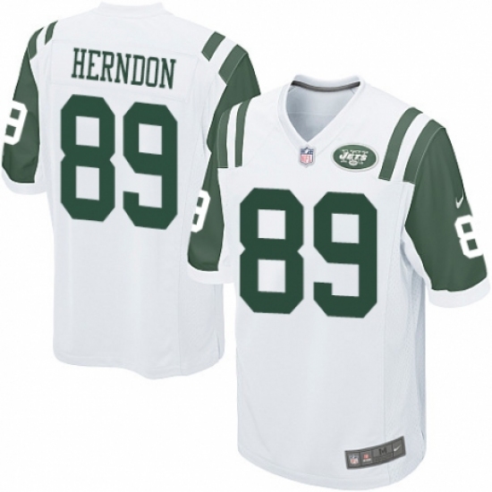 Men's Nike New York Jets #89 Chris Herndon Game White NFL Jersey - Ujersey