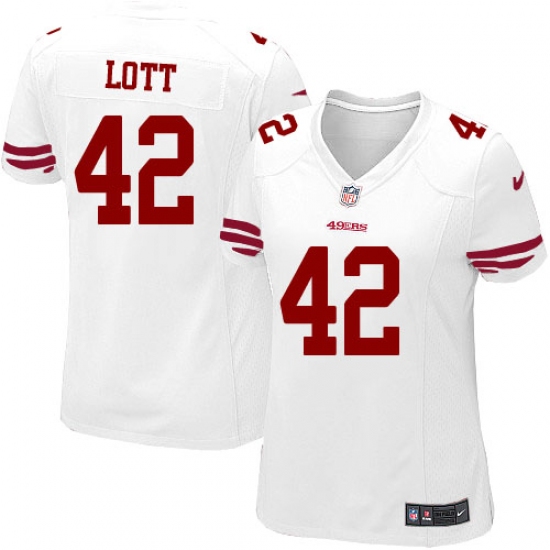 Women's Nike San Francisco 49ers #42 Ronnie Lott Game White NFL Jersey - Ujersey