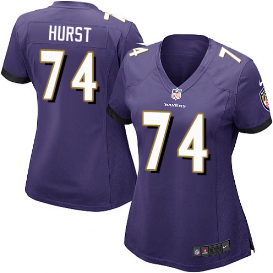 Women's Nike Baltimore Ravens #74 James Hurst Game Purple Team Color NFL Jersey - Ujersey