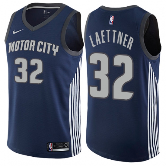 Men's Nike Detroit Pistons #32 Christian Laettner Authentic Navy Blue NBA Jersey - City Edition - Ujersey