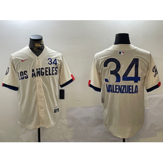 Men's Los Angeles Dodgers #34 Fernando Valenzuela Authentic Collection Stitched MLB Jersey - Ujersey