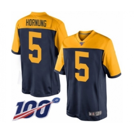 Men's Green Bay Packers #5 Paul Hornung Limited Navy Blue Alternate 100th Season Football Jersey - Ujersey