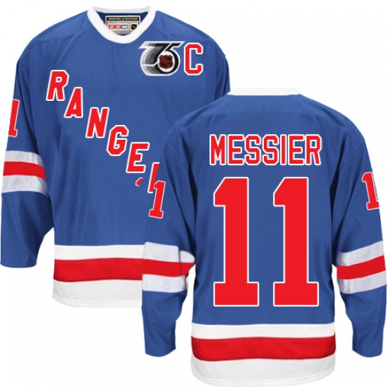 Men's CCM New York Rangers #11 Mark Messier Premier Royal Blue 75TH Throwback NHL Jersey - Ujersey
