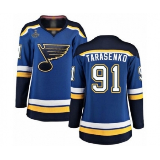 Women's St. Louis Blues #91 Vladimir Tarasenko Fanatics Branded Royal Blue Home Breakaway 2019 Stanley Cup Champions Hockey Jersey - Ujersey