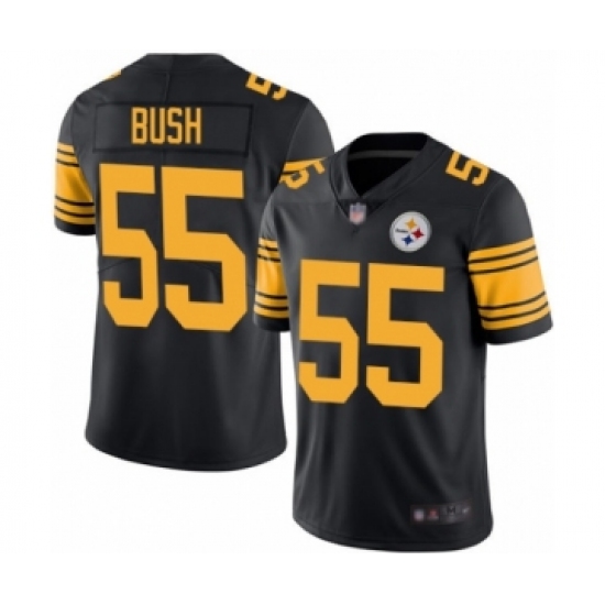 Men's Pittsburgh Steelers #55 Devin Bush Limited Black Rush Vapor Untouchable Football Jersey - Ujersey