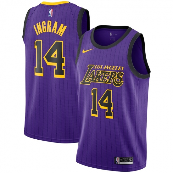 Youth Nike Los Angeles Lakers #14 Brandon Ingram  Purple stripe NBA Jersey - Ujersey