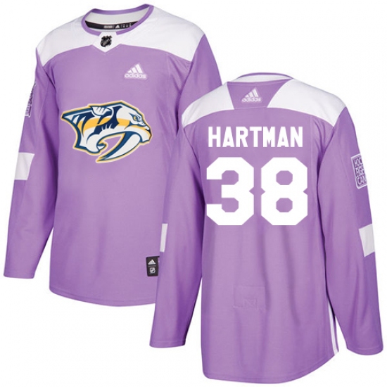 Youth Adidas Nashville Predators #38 Ryan Hartman Authentic Purple Fights Cancer Practice NHL Jersey - Ujersey