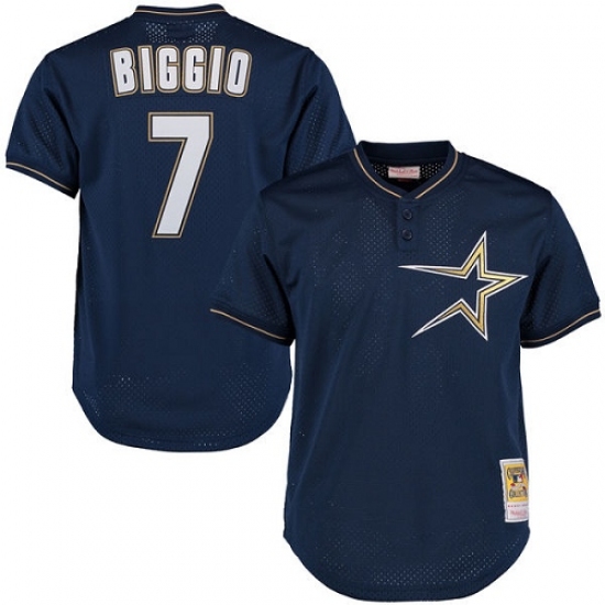 Men's Mitchell and Ness 1997 Houston Astros #7 Craig Biggio Authentic Navy Blue Throwback MLB Jersey - Ujersey