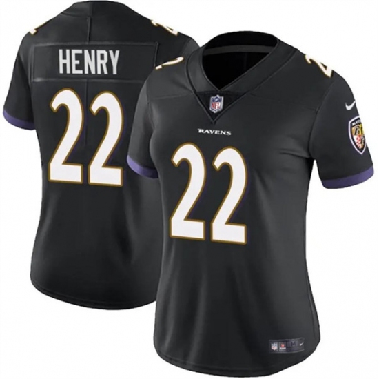 Women's Baltimore Ravens #22 Derrick Henry Black Football Stitched Jersey(Run Small) - Ujersey