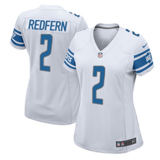 Women's Nike Detroit Lions #2 Kasey Redfern Game White NFL Jersey