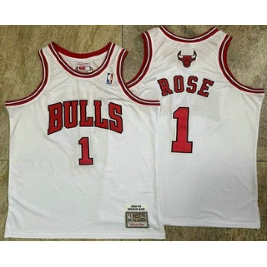 Men's Chicago Bulls #1 Derek Rose White Hardwood Classics Soul AU Throwback Jersey - Ujersey