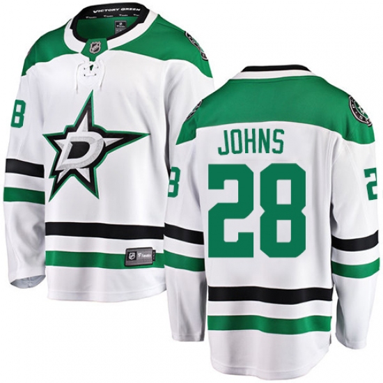 Men's Dallas Stars #28 Stephen Johns Fanatics Branded White Away Breakaway NHL Jersey - Ujersey
