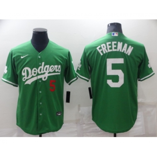 Men's Los Angeles Dodgers #5 Freddie Freeman Green 2021 Mexican Heritage Stitched Baseball Jersey - Ujersey