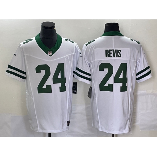 Men's Nike New York Jets #24 Darrelle Revis White 2023 F.U.S.E. Vapor Limited Throwback Stitched Football Jersey - Ujersey