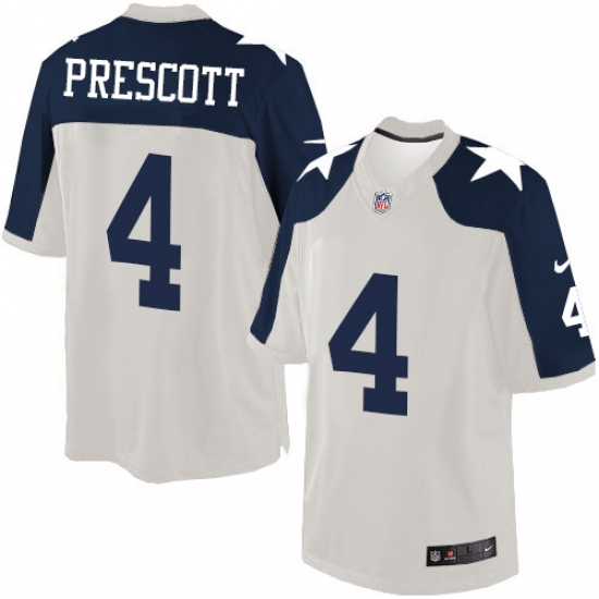 Youth Nike Dallas Cowboys #4 Dak Prescott Limited White Throwback Alternate NFL Jersey - Ujersey
