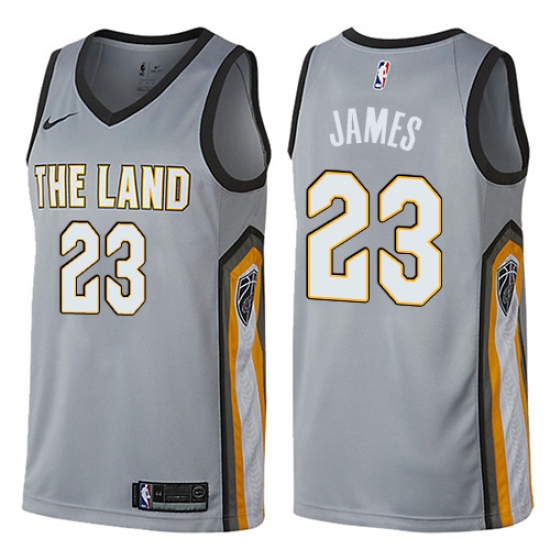 Youth Nike Cleveland Cavaliers #23 LeBron James Swingman Gray NBA Jersey - City Edition - Ujersey