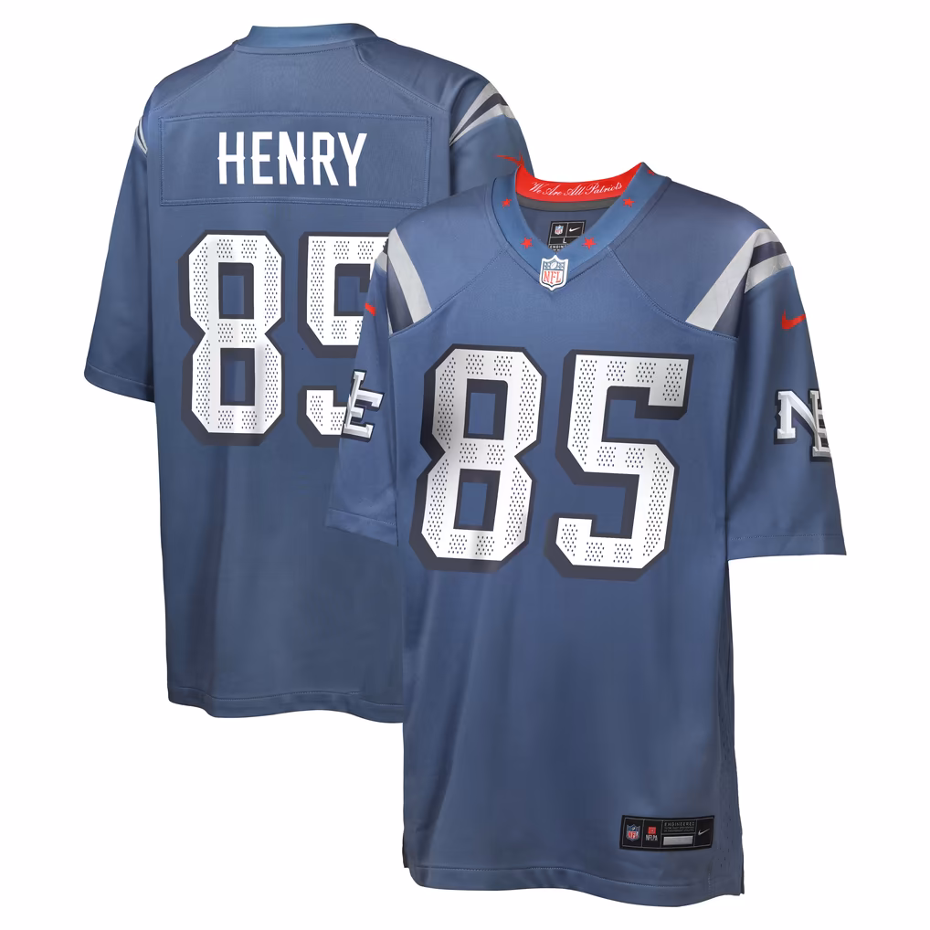 Youth New England Patriots Hunter Henry Nike Storm Blue Rivalries Collection Game Jersey - SUjersey01
