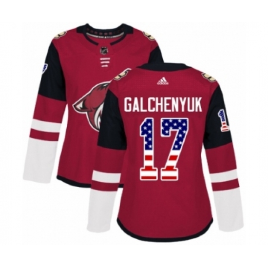 Women's Adidas Arizona Coyotes #17 Alex Galchenyuk Authentic Red USA Flag Fashion NHL Jersey - Ujersey