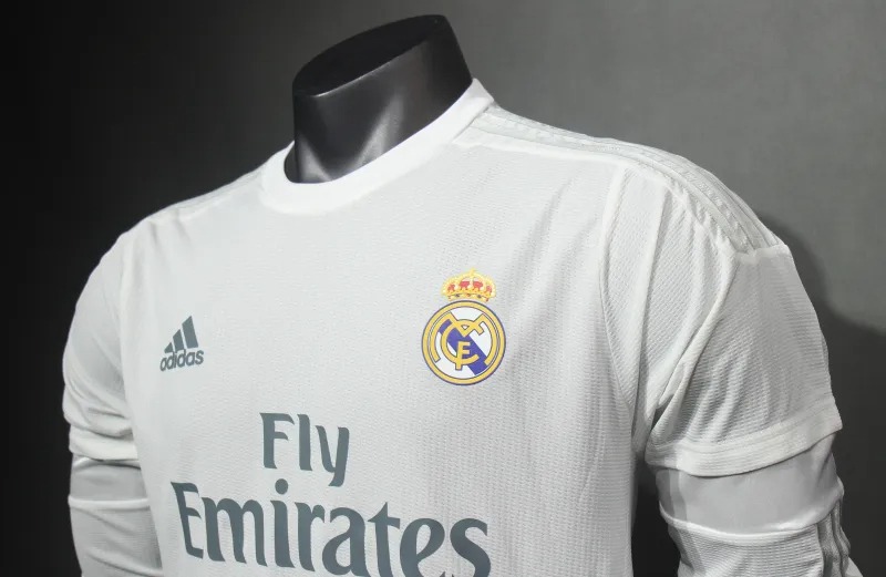 Real Madrid Retro Jersey Home Long Sleeve Soccer Shirt 2015/16 - Ujersey NHL