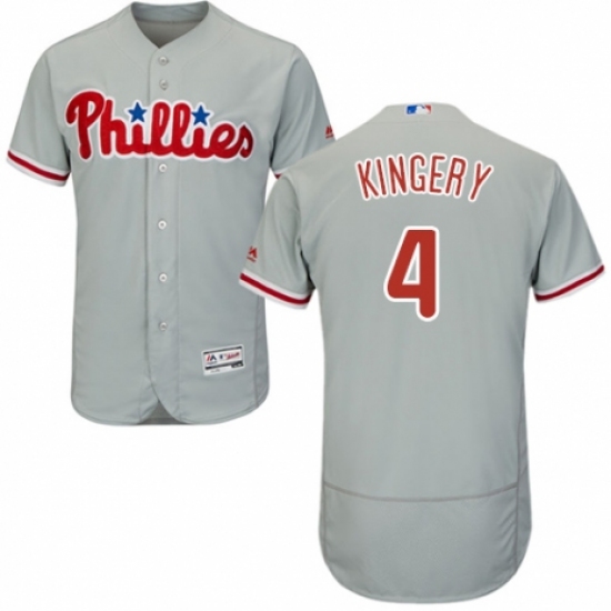 Men's Majestic Philadelphia Phillies #4 Scott Kingery Grey Road Flex Base Authentic Collection MLB Jersey - Ujersey