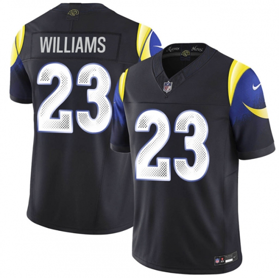 Men's Los Angeles Rams #23 Kyren Williams Black 2025 F.U.S.E. “Rivalries” Vapor Limited Football Stitched Jersey - Ujersey